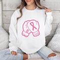 Pink Boxing Glove With A Pink Ribbon Sweatshirt image 0