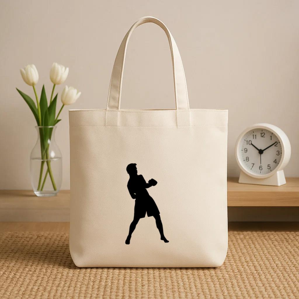 Boxing Player Dodge Silhouette Canvas Tote Bag image 1