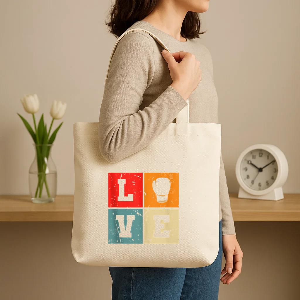 Boxing Love Vintage Canvas Tote Bag image 2