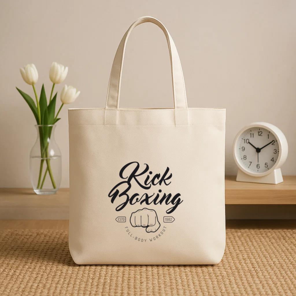 Boxing Kickboxing Fight Logo Emblem Canvas Tote Bag image 1