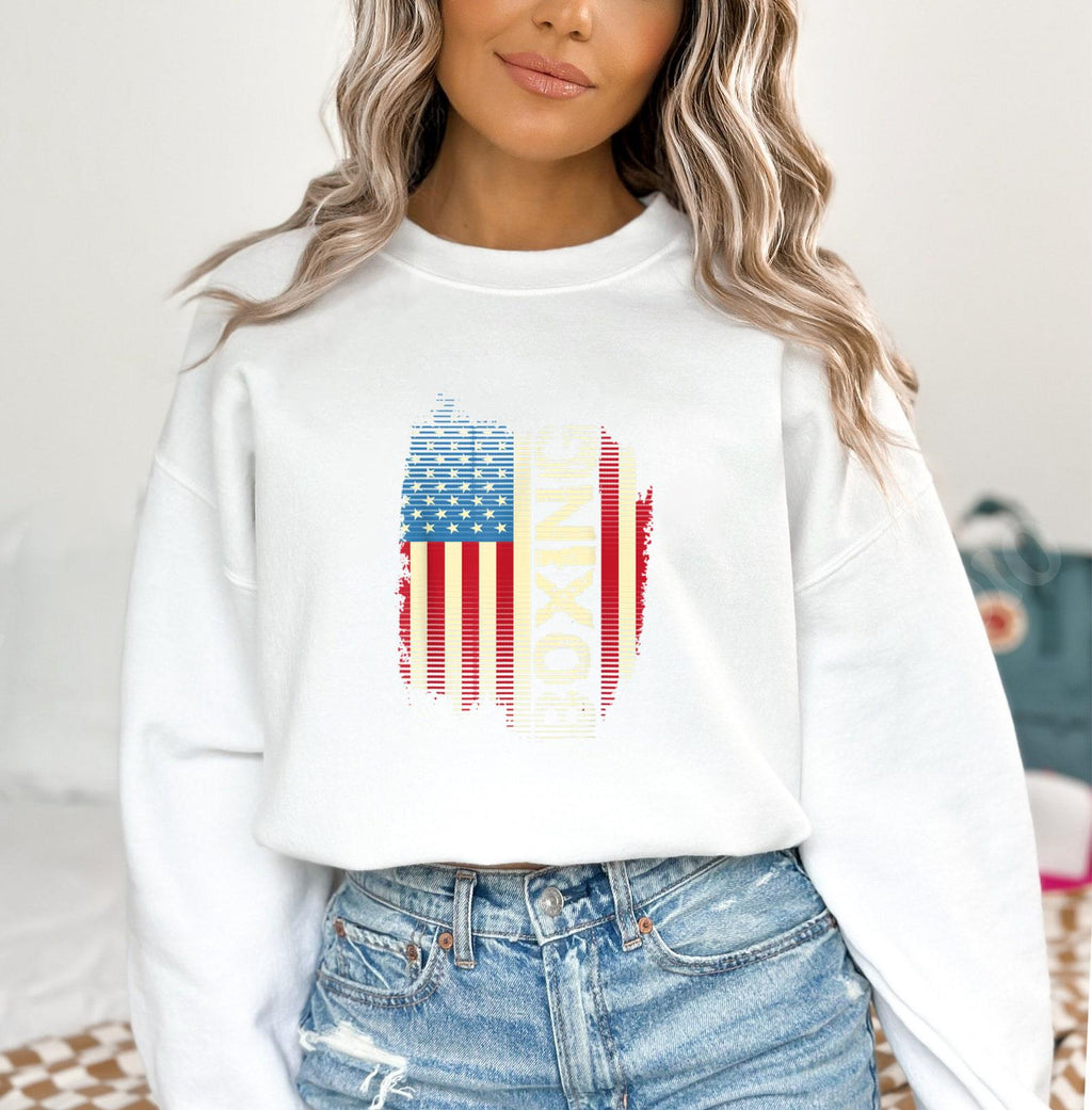 Patriotic USA Flag Boxing Sweatshirt image 3