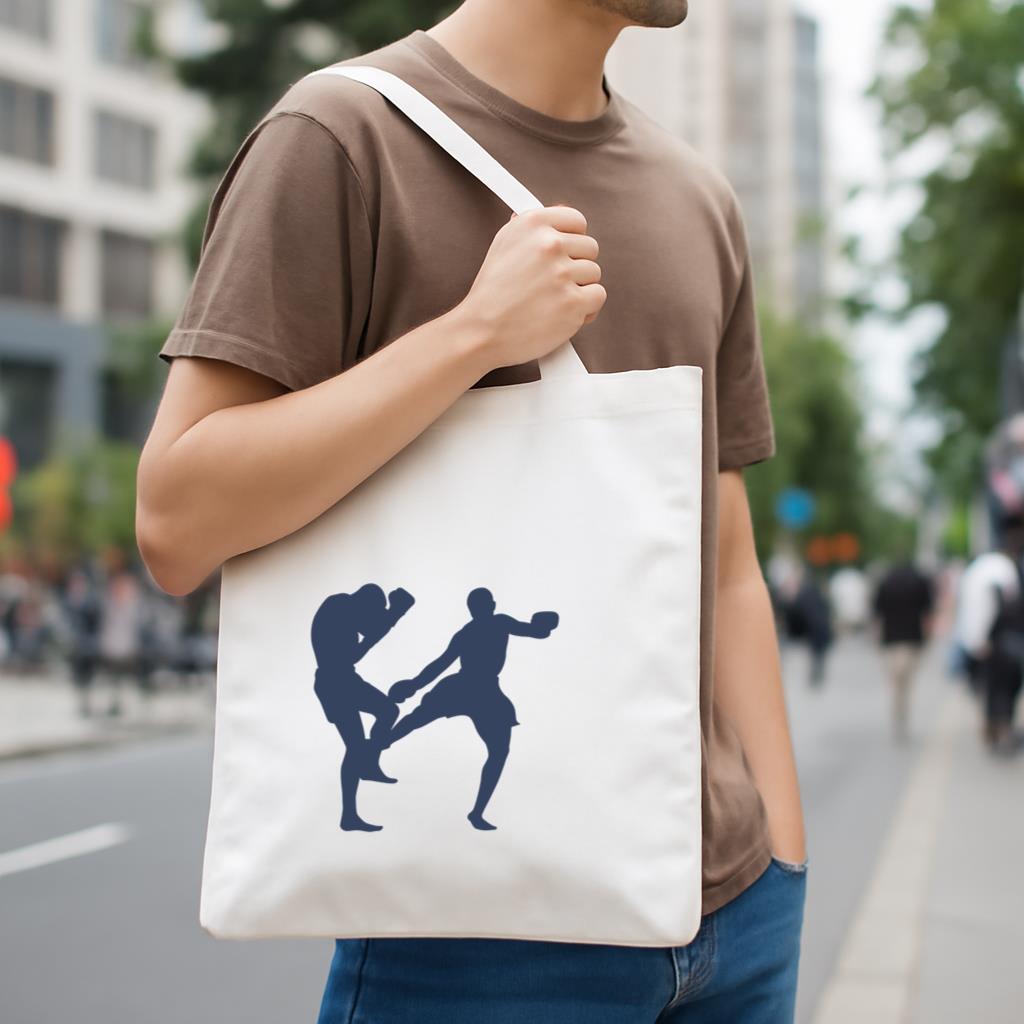 Boxing Kickboxing Sport Silhouette Canvas Tote Bag image 3
