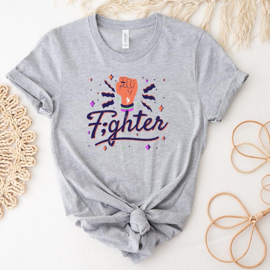 Illustration Of A Fist With The Word Fighter T-Shirt image 1