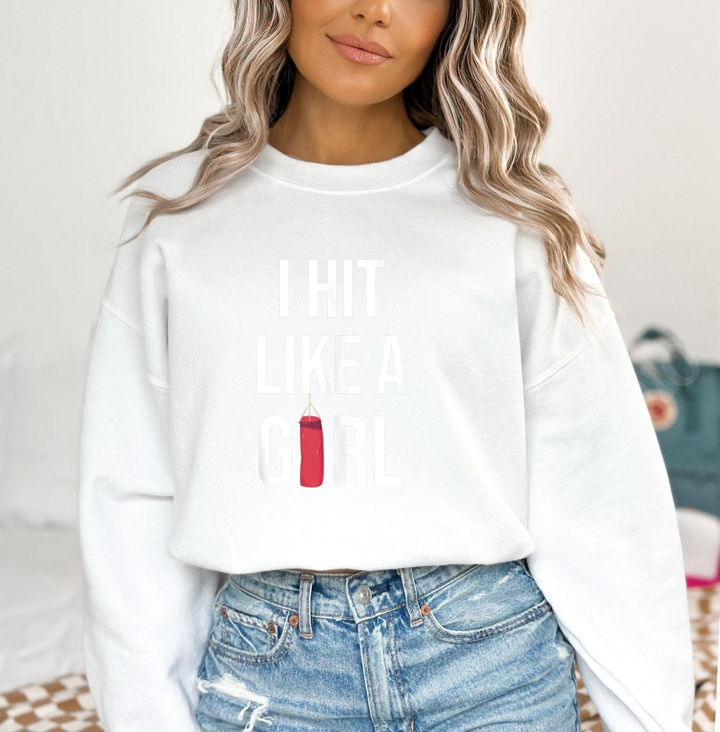 I Hit Like A Girl Boxing Sweatshirt image 3