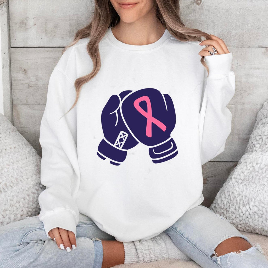 Pair Of Boxing Gloves With A Pink Ribbon Sweatshirt image 0