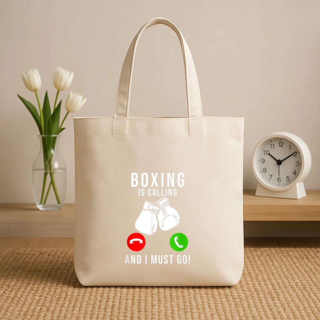 Boxing Is Calling And I Must Go Canvas Tote Bag image 1