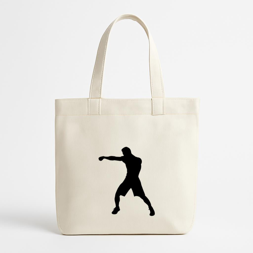 Boxing Player Punch Silhouette Canvas Tote Bag image 0