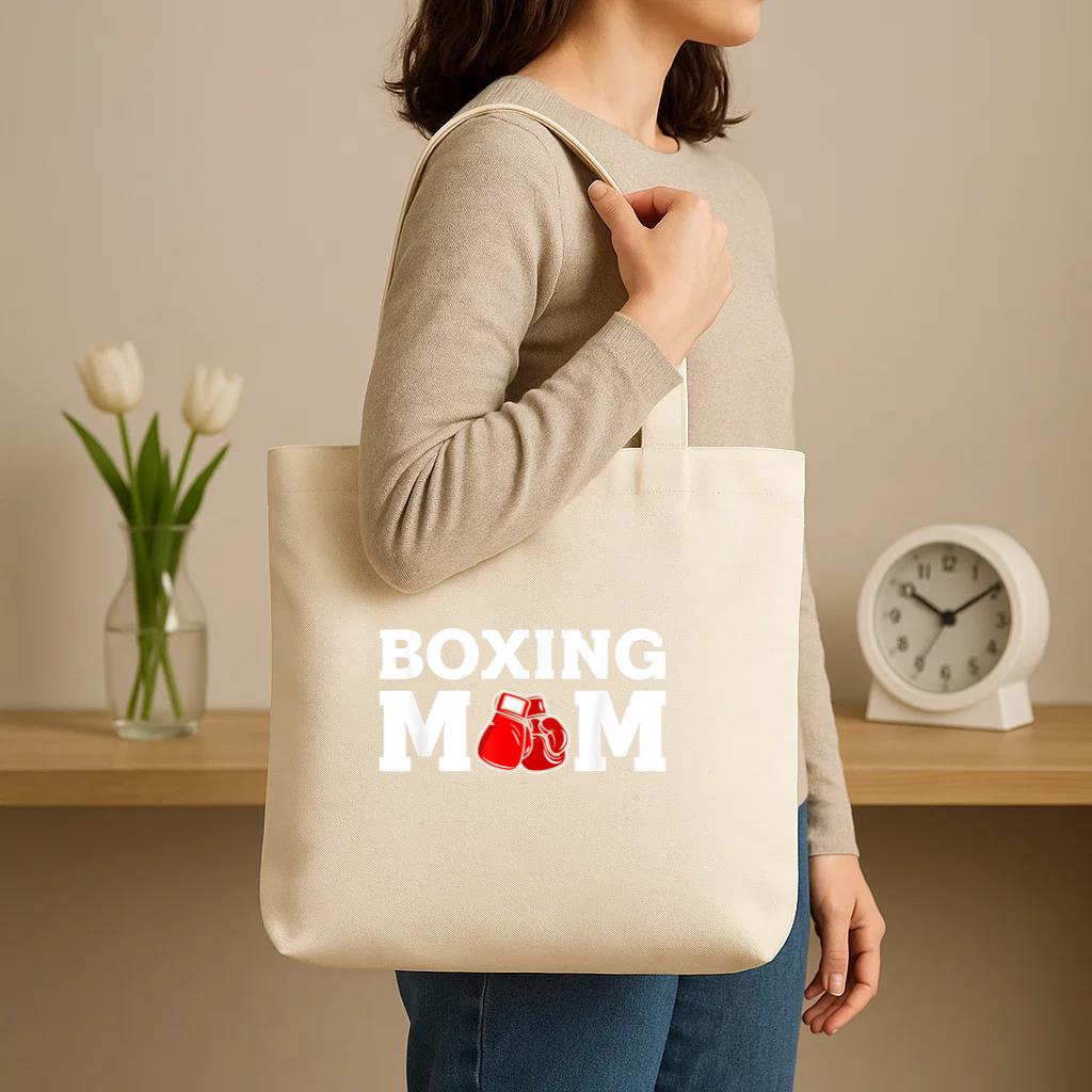 Boxing Mom Proud Support Mother Lover Canvas Tote Bag image 2
