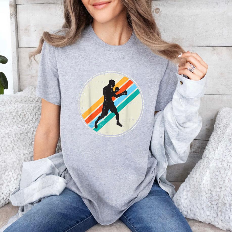 Boxing Boxer Silhouette Vintage Retro T-Shirt image 2