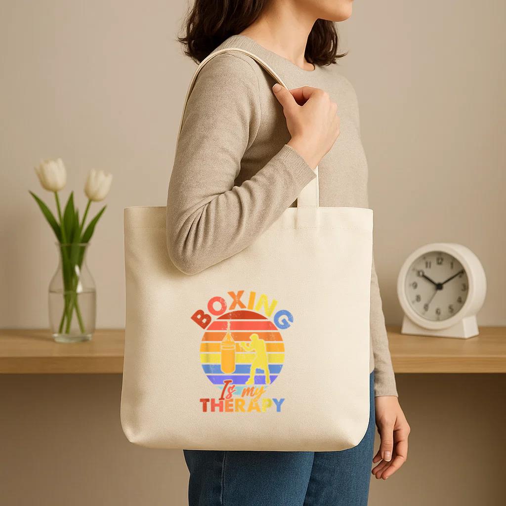 Boxing Is My Therapy Canvas Tote Bag image 2