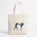 Boxing Kickboxing Fight Blue Silhouette Canvas Tote Bag image 0
