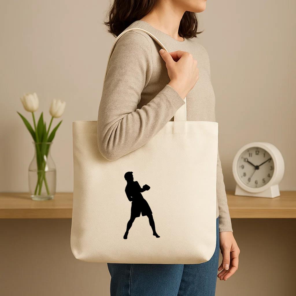 Boxing Player Dodge Silhouette Canvas Tote Bag image 2