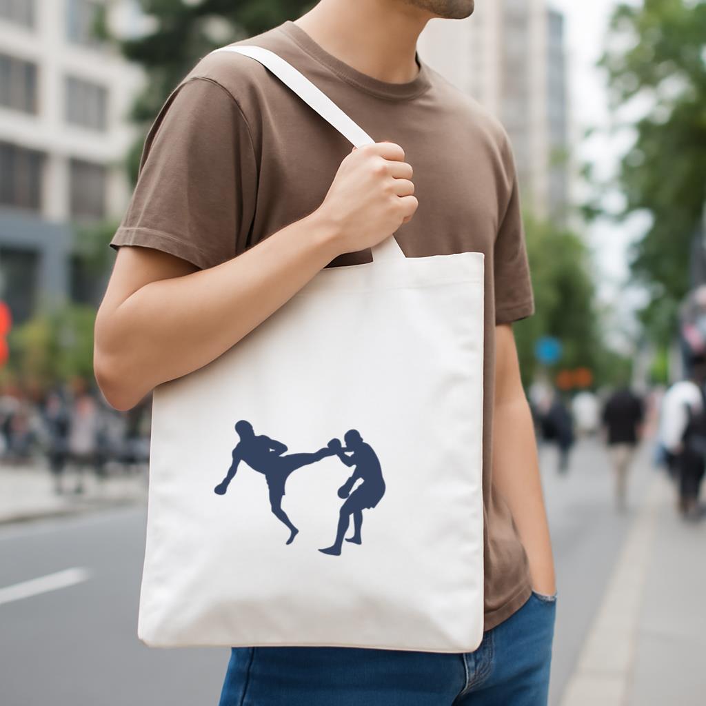 Boxing Kickboxing Fight Silhouette Canvas Tote Bag image 3