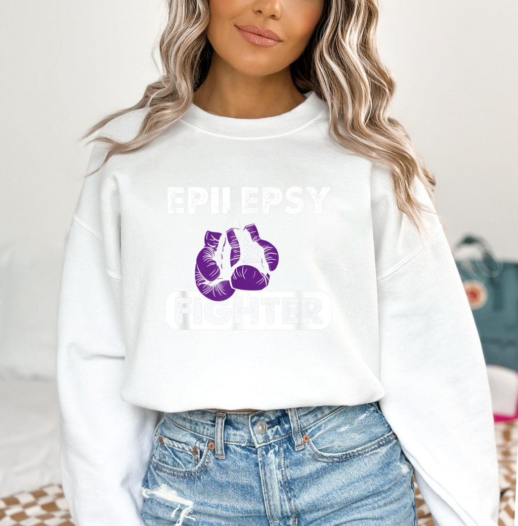Epilepsy Fighter Purple Boxing Sweatshirt image 3