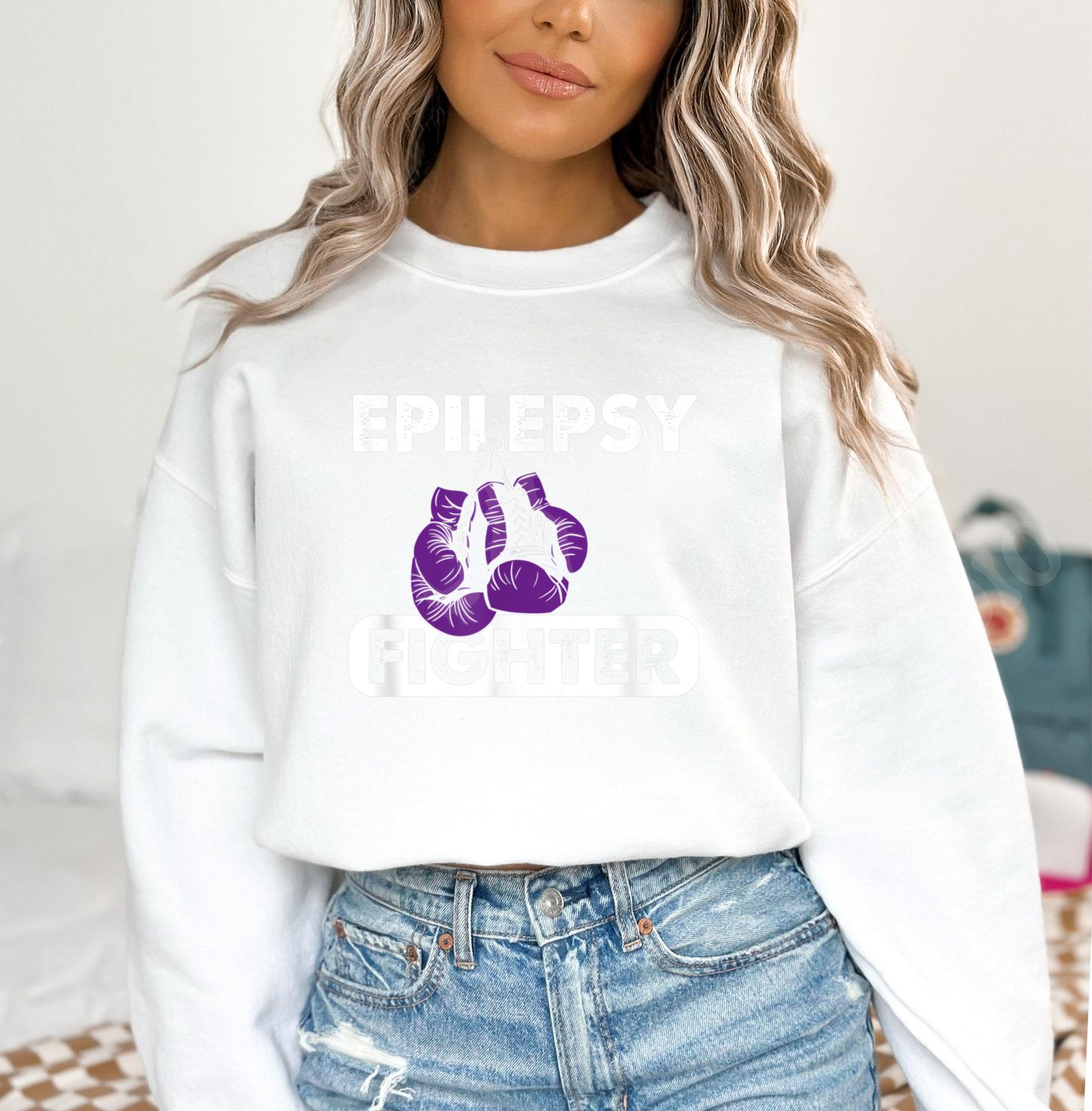 Epilepsy Fighter Purple Boxing Sweatshirt image 3