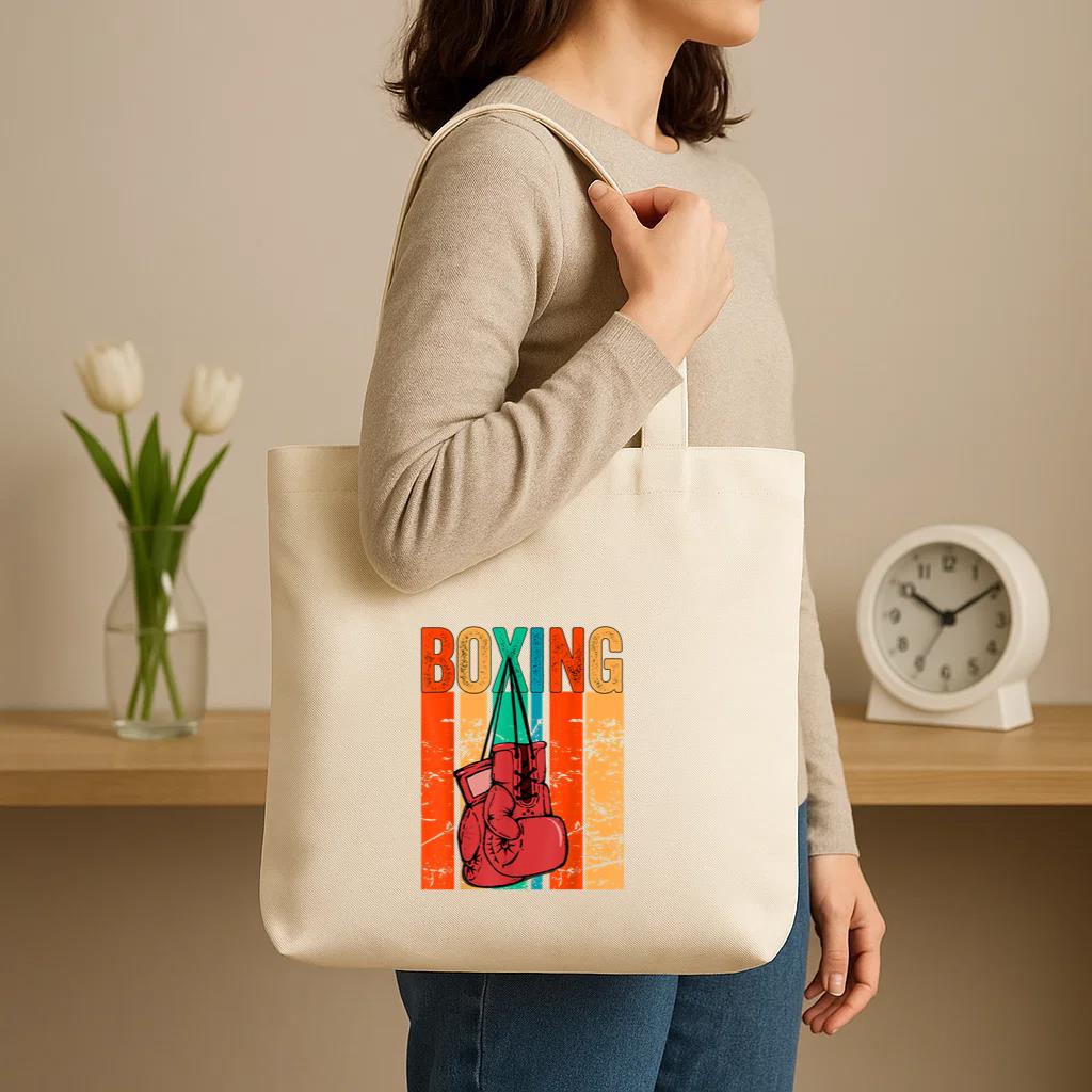 Boxing Lover Vintage Canvas Tote Bag image 2