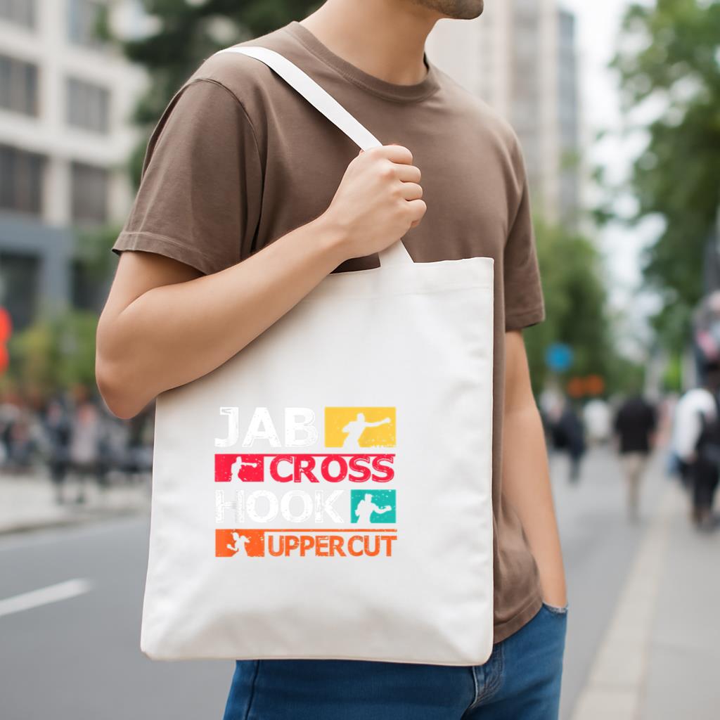 Boxing Jab Cross Hook Uppercut Canvas Tote Bag image 3