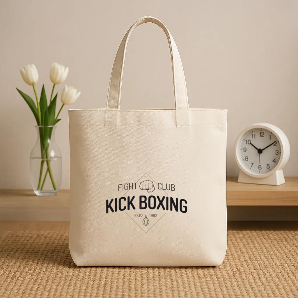 Boxing Kickboxing Fight Label Badge Canvas Tote Bag image 1