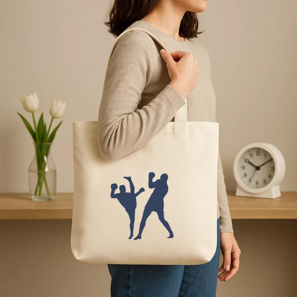 Boxing Kickboxing Silhouette Fight Canvas Tote Bag image 2