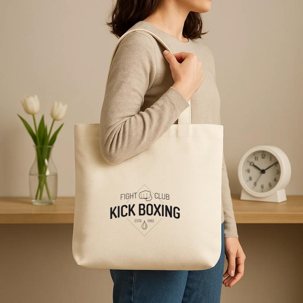 Boxing Kickboxing Fight Label Badge Canvas Tote Bag image 2
