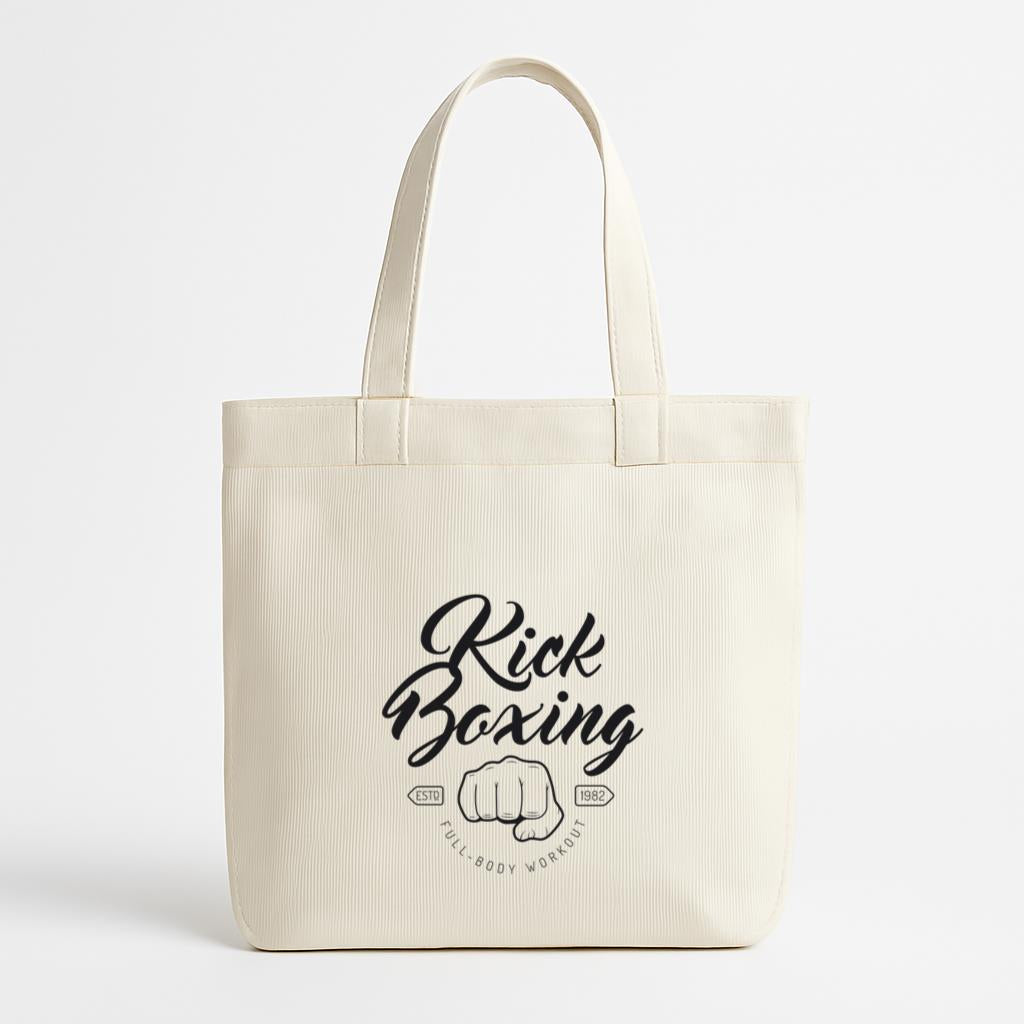 Boxing Kickboxing Fight Logo Emblem Canvas Tote Bag image 0
